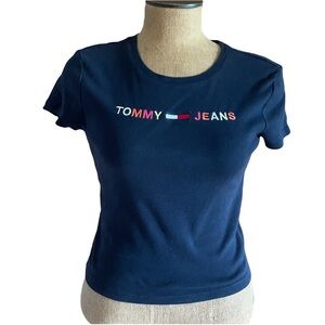 Tommy Hilfiger Navy Blue Women's Top size medium (looks small see measurements